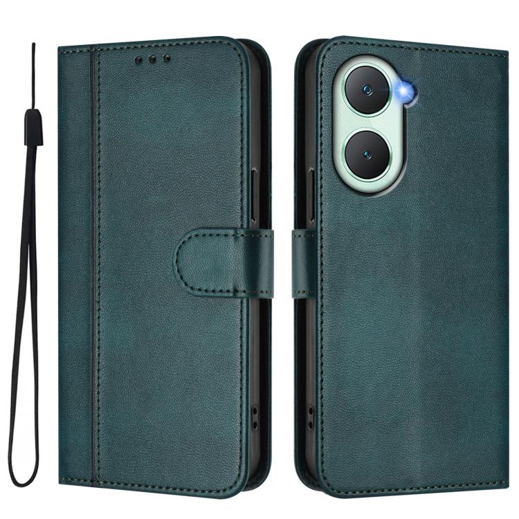 For vivo Y03 4G / Y18 4G Global Line Splicing Buckle Retro Leather Phone Case