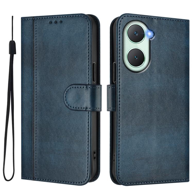 For vivo Y03 4G / Y18 4G Global Line Splicing Buckle Retro Leather Phone Case