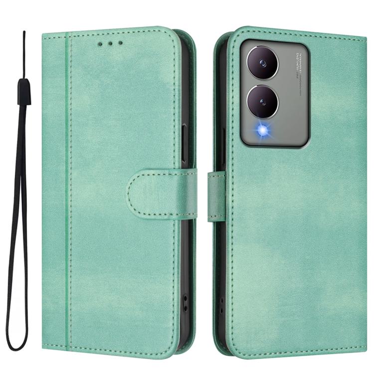 For vivo Y17s 4G Global / Y17s 5G India Line Splicing Buckle Retro Leather Phone Case