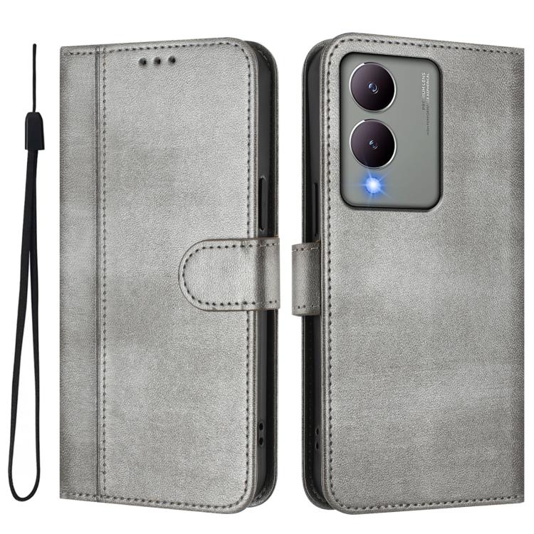 For vivo Y17s 4G Global / Y17s 5G India Line Splicing Buckle Retro Leather Phone Case