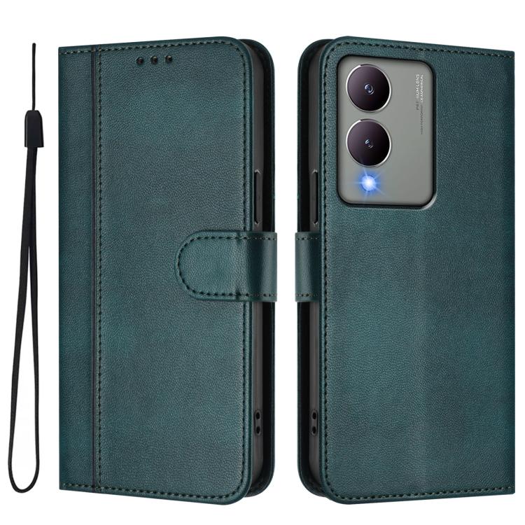 For vivo Y17s 4G Global / Y17s 5G India Line Splicing Buckle Retro Leather Phone Case