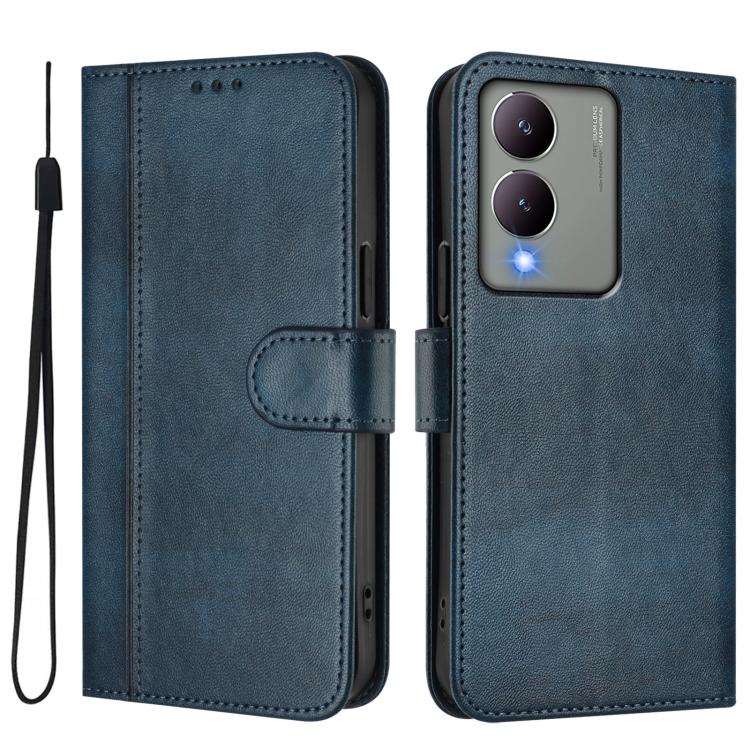 For vivo Y17s 4G Global / Y17s 5G India Line Splicing Buckle Retro Leather Phone Case