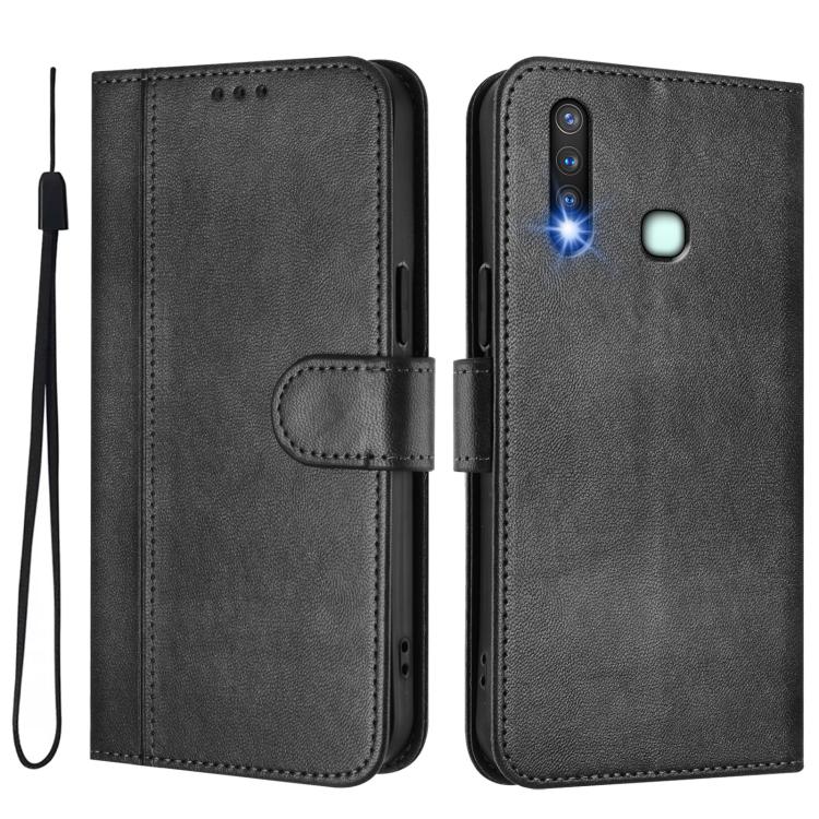For vivo Y19 / U3 / Y5s / Z5i / U20 Line Splicing Buckle Retro Leather Phone Case