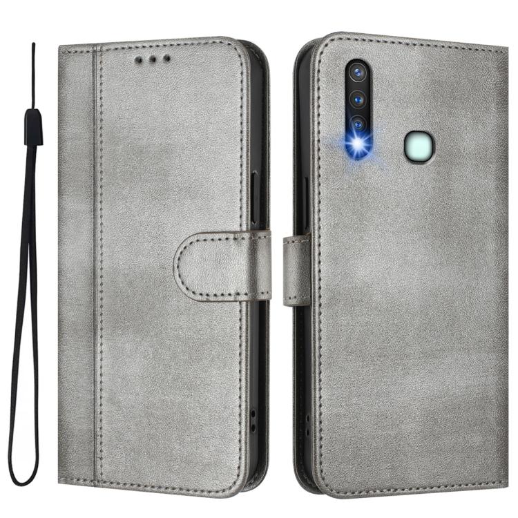 For vivo Y19 / U3 / Y5s / Z5i / U20 Line Splicing Buckle Retro Leather Phone Case