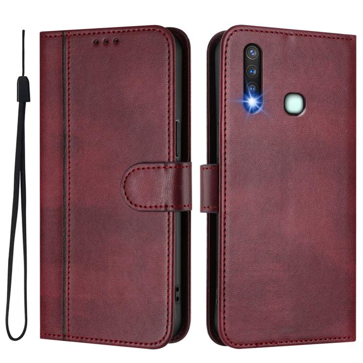 For vivo Y19 / U3 / Y5s / Z5i / U20 Line Splicing Buckle Retro Leather Phone Case