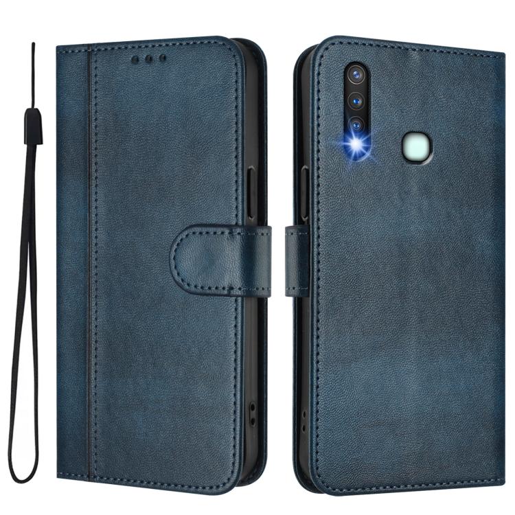 For vivo Y19 / U3 / Y5s / Z5i / U20 Line Splicing Buckle Retro Leather Phone Case