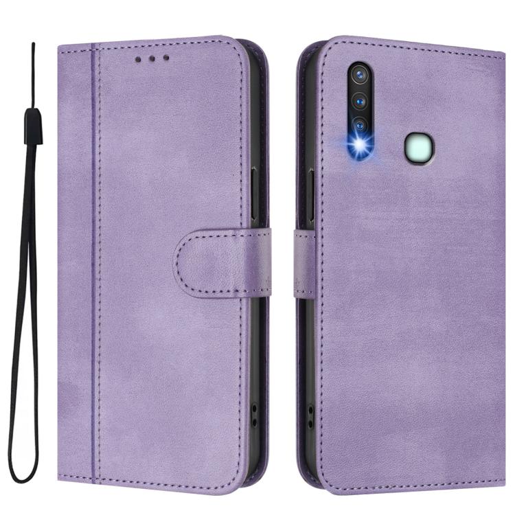 For vivo Y19 / U3 / Y5s / Z5i / U20 Line Splicing Buckle Retro Leather Phone Case