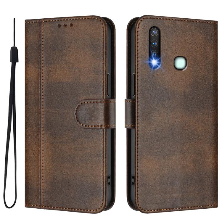 For vivo Y19 / U3 / Y5s / Z5i / U20 Line Splicing Buckle Retro Leather Phone Case