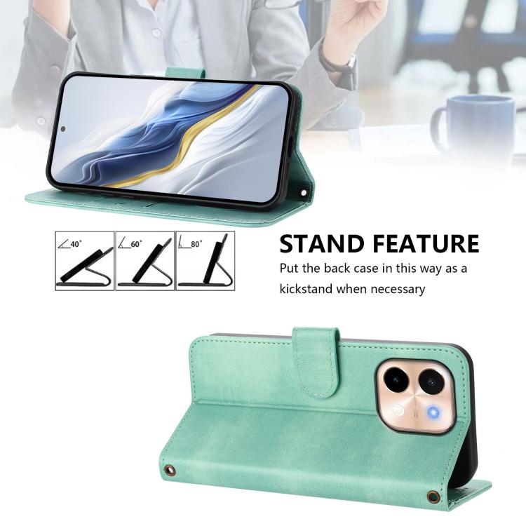 For vivo Y28 4G Global Line Splicing Buckle Retro Leather Phone Case