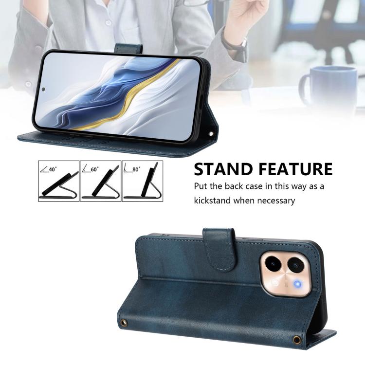 For vivo Y28 4G Global Line Splicing Buckle Retro Leather Phone Case