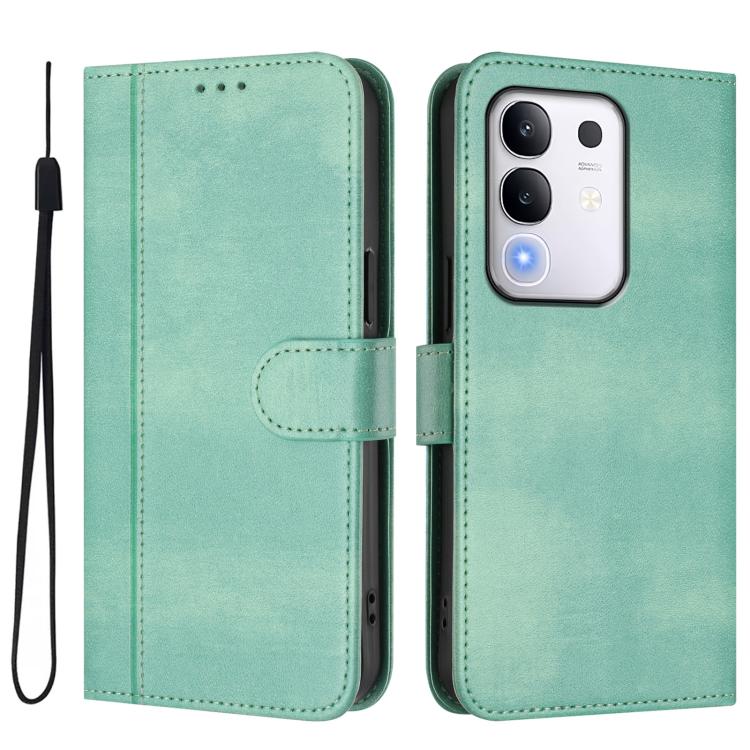 For vivo Y29 4G Global Line Splicing Buckle Retro Leather Phone Case