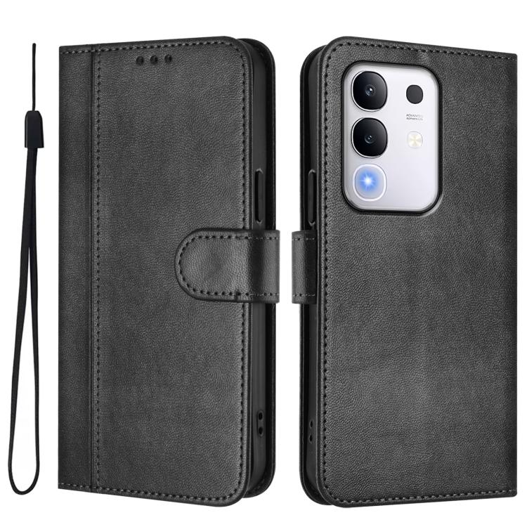 For vivo Y29 4G Global Line Splicing Buckle Retro Leather Phone Case