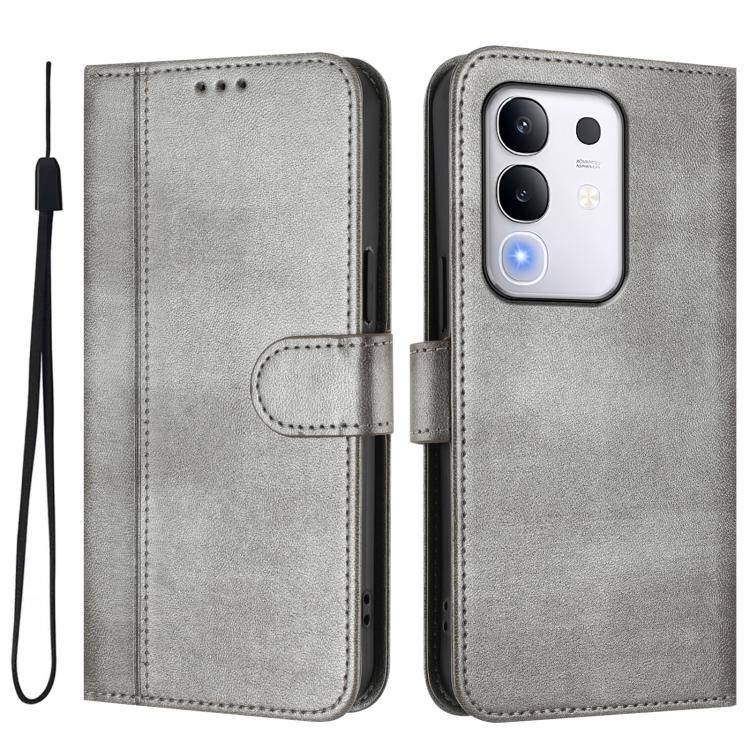 For vivo Y29 4G Global Line Splicing Buckle Retro Leather Phone Case