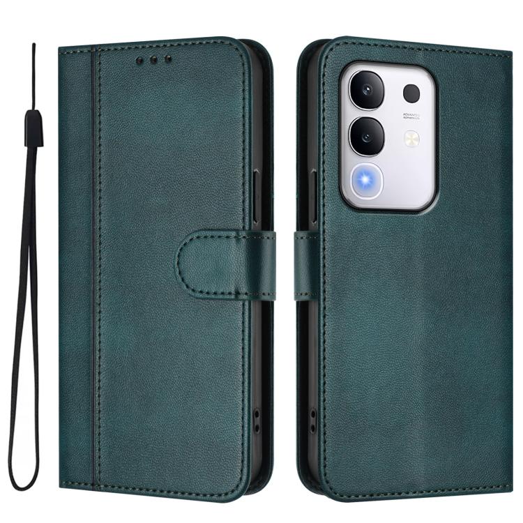 For vivo Y29 4G Global Line Splicing Buckle Retro Leather Phone Case