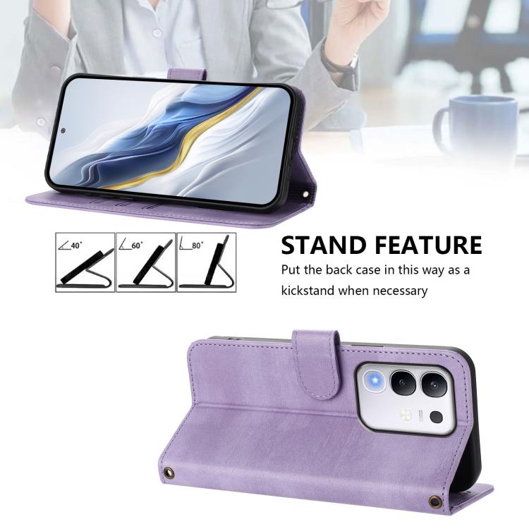 For vivo Y29 4G Global Line Splicing Buckle Retro Leather Phone Case