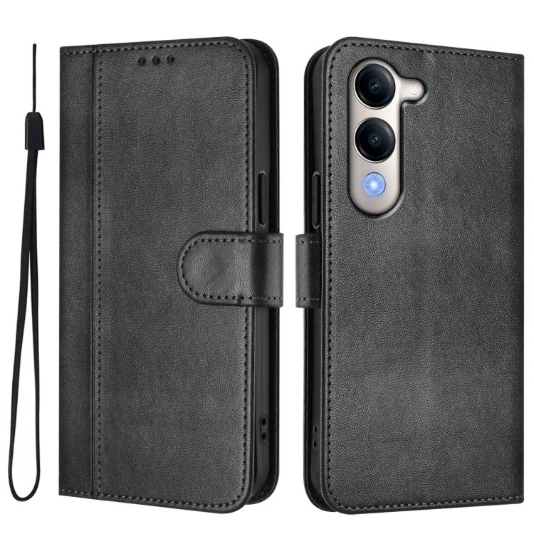 For vivo Y04 4G Global / Y29s 5G Line Splicing Buckle Retro Leather Phone Case