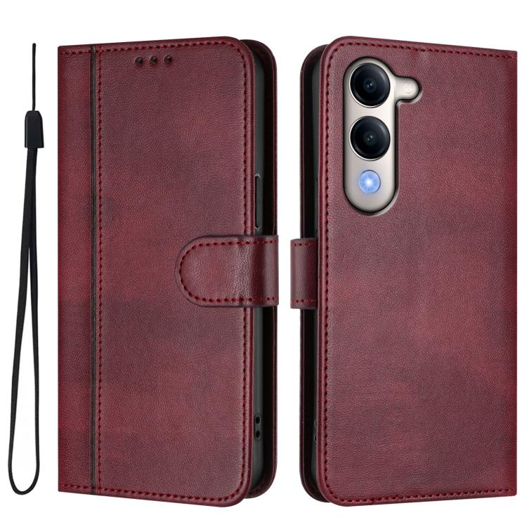 For vivo Y04 4G Global / Y29s 5G Line Splicing Buckle Retro Leather Phone Case