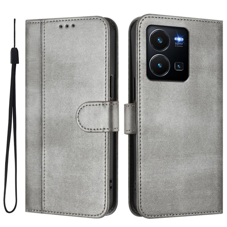 For vivo Y35 4G / Y22s 4G / Y22 4G Global Line Splicing Buckle Retro Leather Phone Case