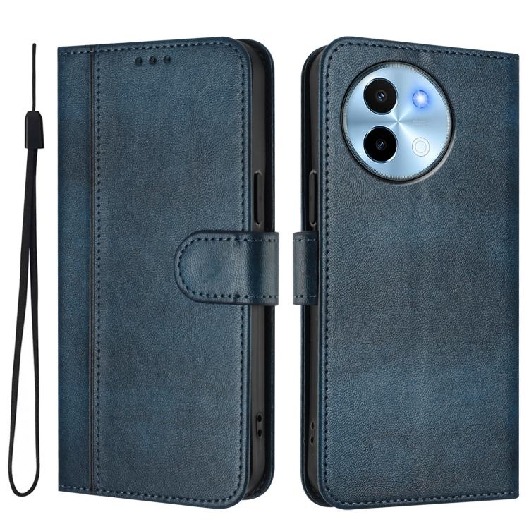 For vivo Y38 5G / T3x 5G Global Line Splicing Buckle Retro Leather Phone Case