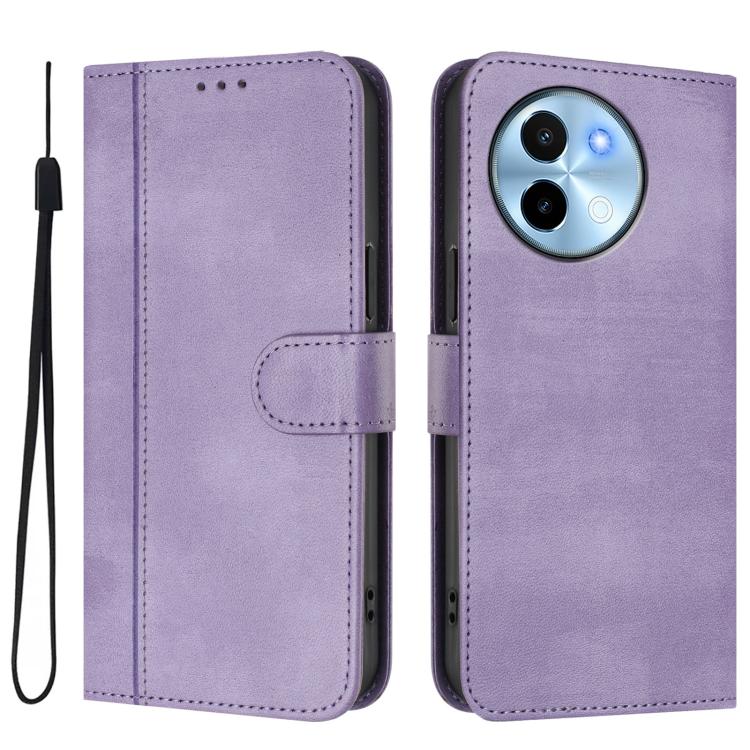 For vivo Y38 5G / T3x 5G Global Line Splicing Buckle Retro Leather Phone Case