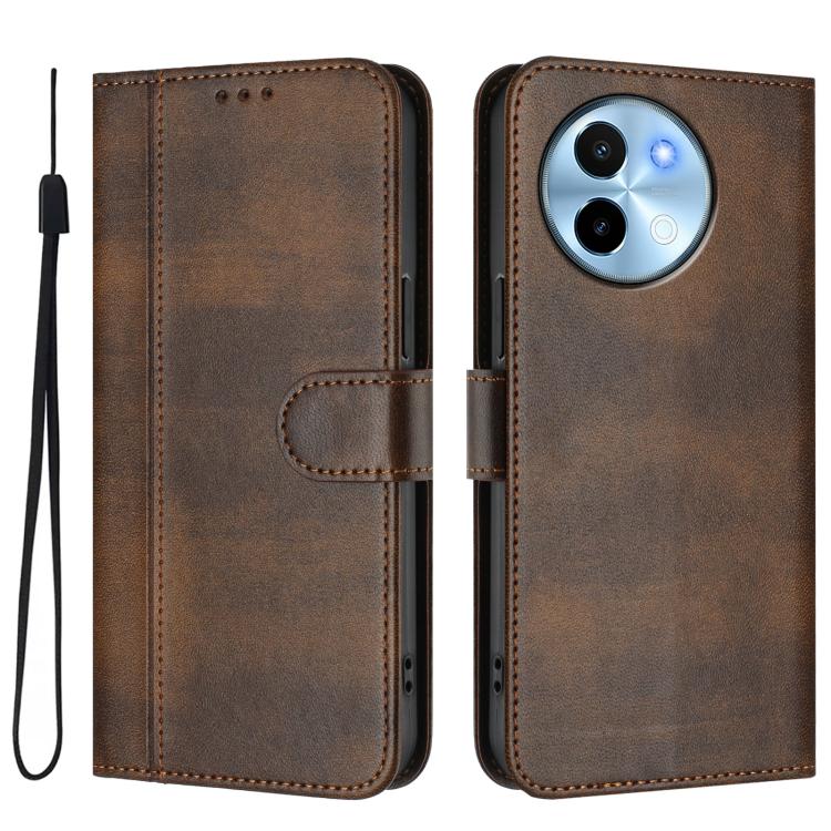 For vivo Y38 5G / T3x 5G Global Line Splicing Buckle Retro Leather Phone Case