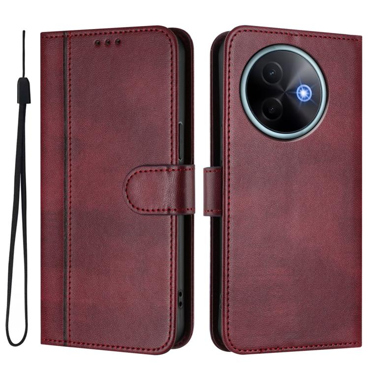For vivo Y39 5G Global Line Splicing Buckle Retro Leather Phone Case
