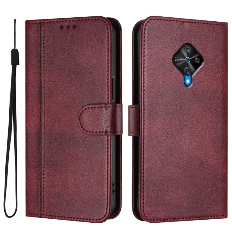 For vivo Y31 4G 2021 India / Y51A 2021 Line Splicing Buckle Retro Leather Phone Case