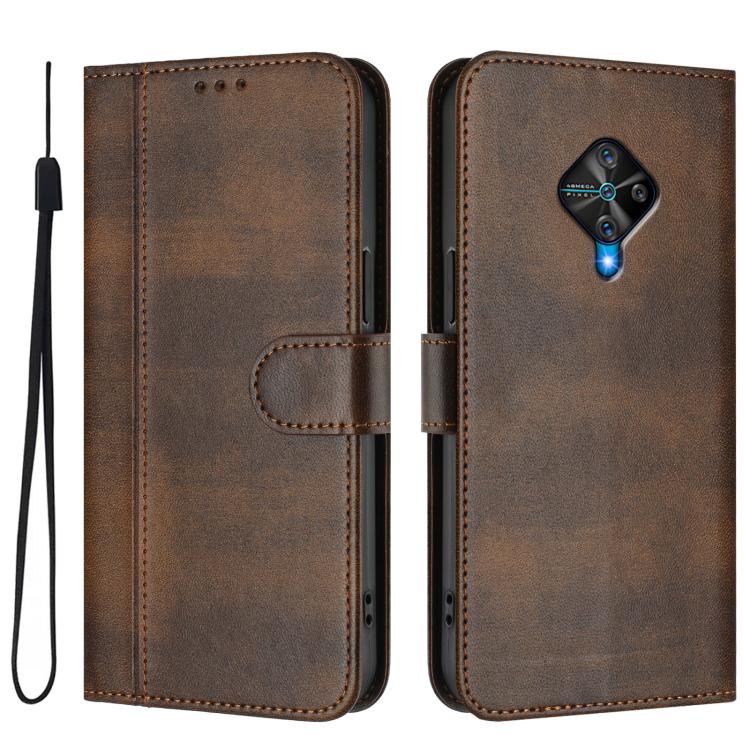 For vivo Y31 4G 2021 India / Y51A 2021 Line Splicing Buckle Retro Leather Phone Case