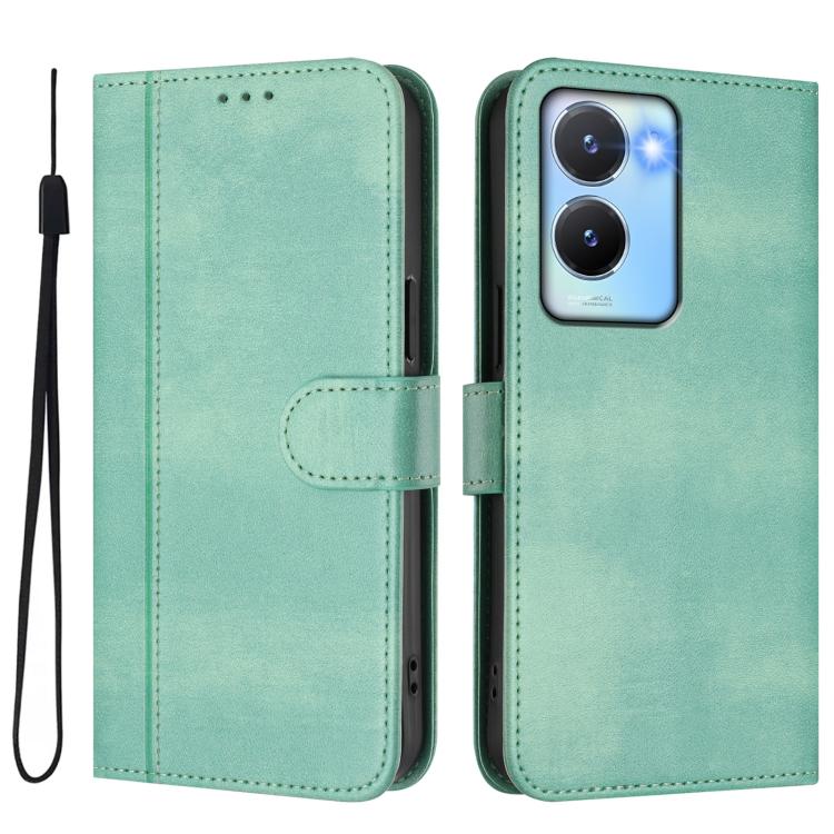 For vivo Y56 5G / Y16 4G / Y02s 4G Global Line Splicing Buckle Retro Leather Phone Case