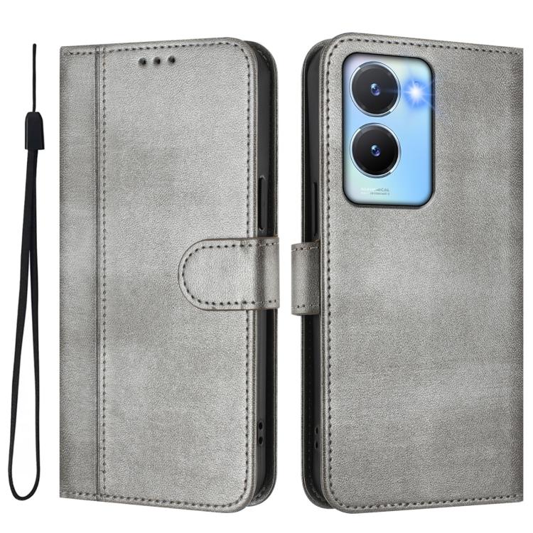 For vivo Y56 5G / Y16 4G / Y02s 4G Global Line Splicing Buckle Retro Leather Phone Case