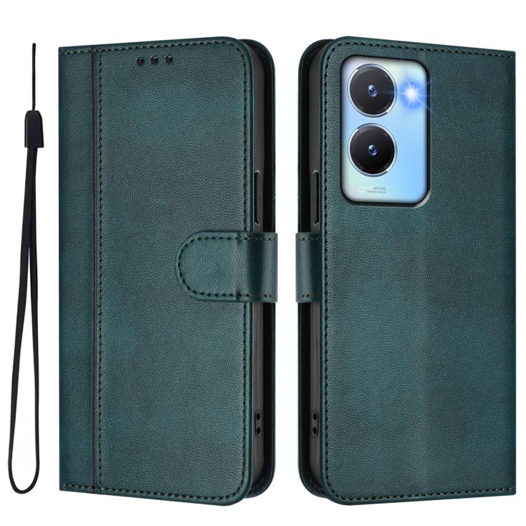 For vivo Y56 5G / Y16 4G / Y02s 4G Global Line Splicing Buckle Retro Leather Phone Case