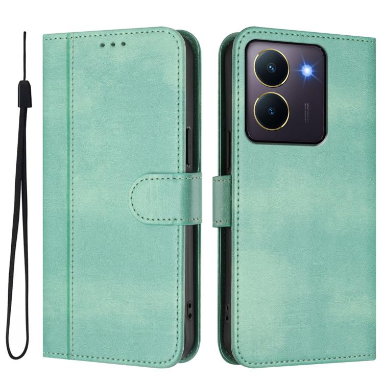 For vivo Y36 5G / 4G / Y27s 4G Global Line Splicing Buckle Retro Leather Phone Case