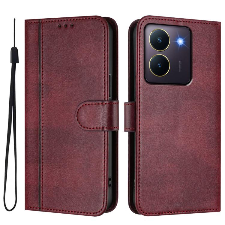 For vivo Y36 5G / 4G / Y27s 4G Global Line Splicing Buckle Retro Leather Phone Case