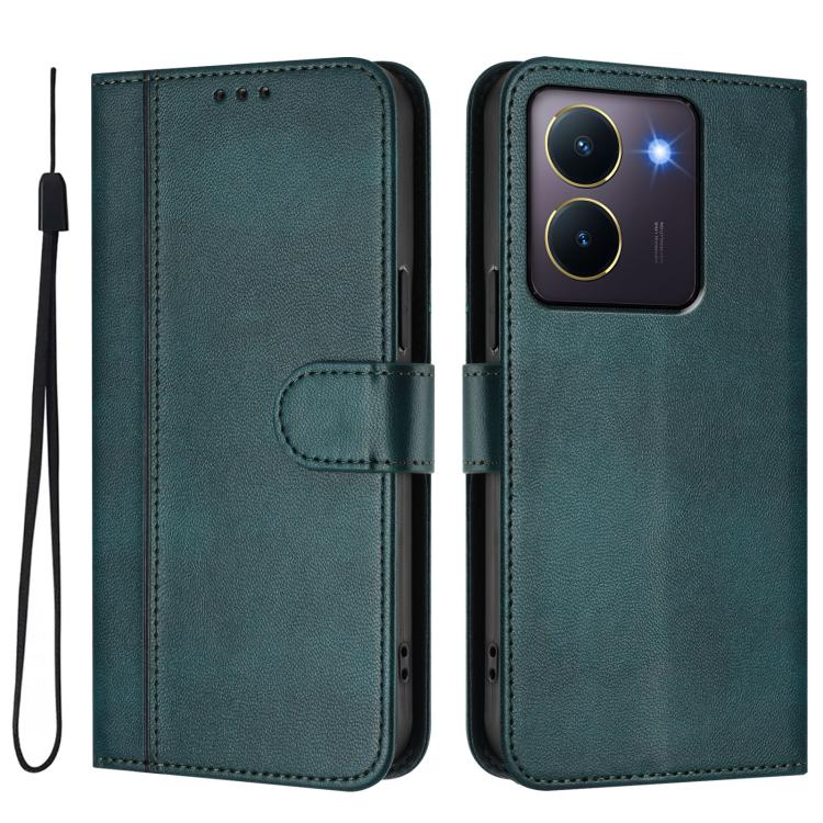 For vivo Y36 5G / 4G / Y27s 4G Global Line Splicing Buckle Retro Leather Phone Case