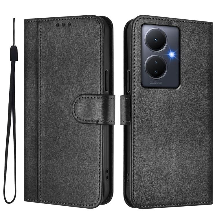 For vivo Y78+ 5G / Y78 Global / V29 Lite Line Splicing Buckle Retro Leather Phone Case