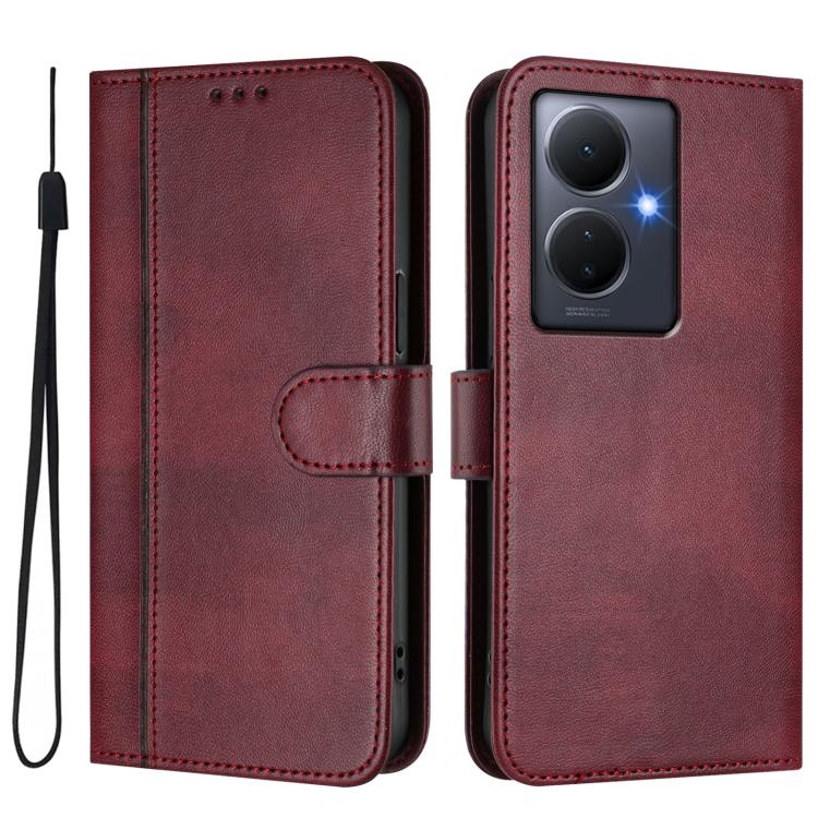 For vivo Y78+ 5G / Y78 Global / V29 Lite Line Splicing Buckle Retro Leather Phone Case