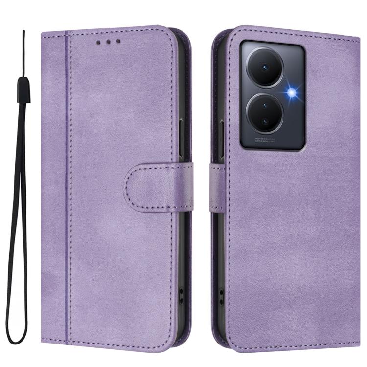 For vivo Y78+ 5G / Y78 Global / V29 Lite Line Splicing Buckle Retro Leather Phone Case