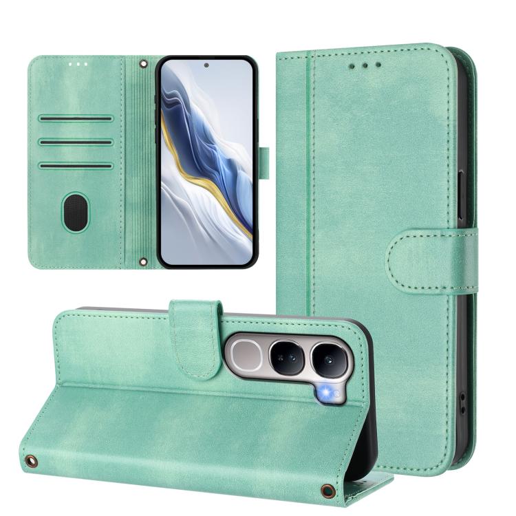 For vivo V40 Lite 5G IDN / Y300 5G Global Line Splicing Buckle Retro Leather Phone Case