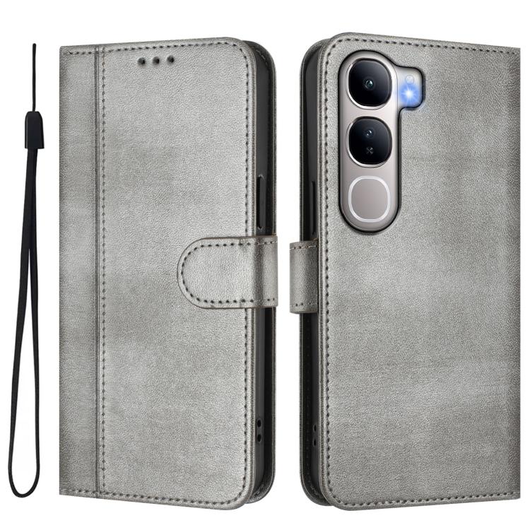 For vivo V40 Lite 5G IDN / Y300 5G Global Line Splicing Buckle Retro Leather Phone Case
