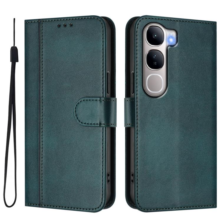 For vivo V40 Lite 5G IDN / Y300 5G Global Line Splicing Buckle Retro Leather Phone Case