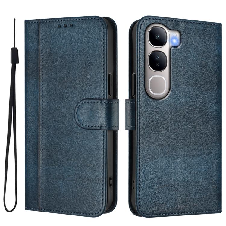 For vivo V40 Lite 5G IDN / Y300 5G Global Line Splicing Buckle Retro Leather Phone Case