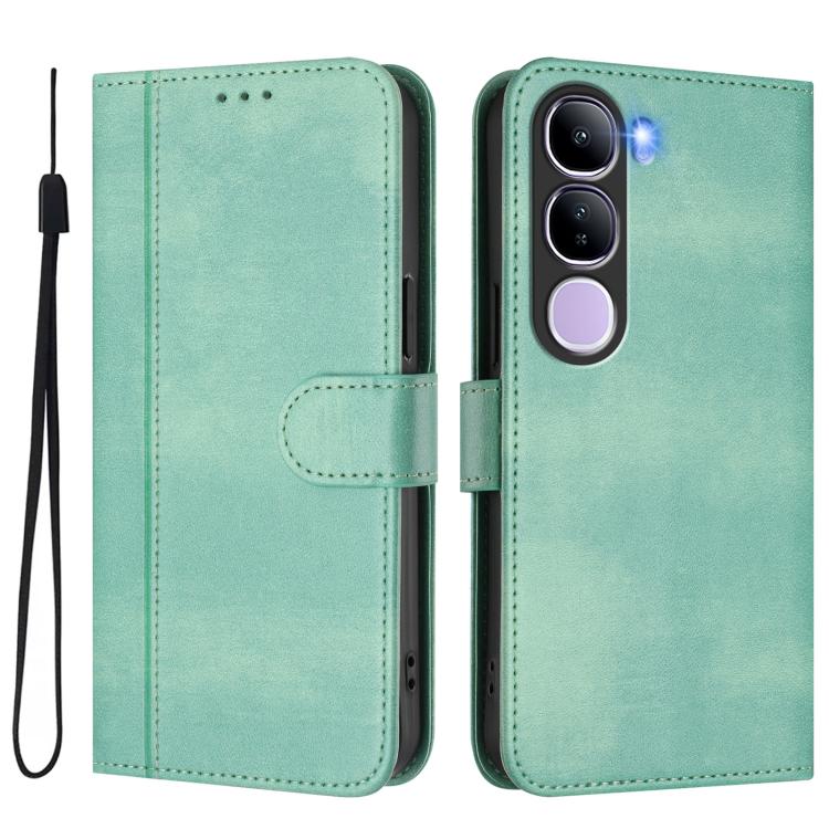 For vivo V40 Lite 4G IDN / Y300 5G IDN Line Splicing Buckle Retro Leather Phone Case