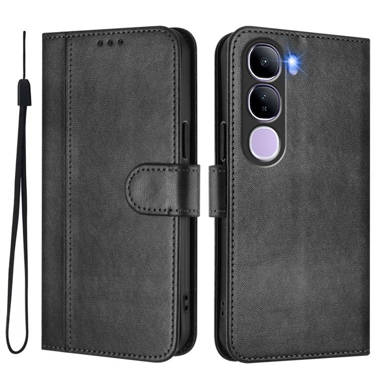 For vivo V40 Lite 4G IDN / Y300 5G IDN Line Splicing Buckle Retro Leather Phone Case