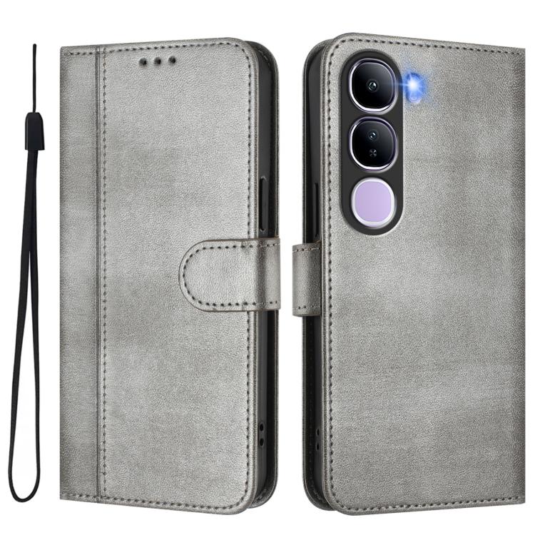 For vivo V40 Lite 4G IDN / Y300 5G IDN Line Splicing Buckle Retro Leather Phone Case