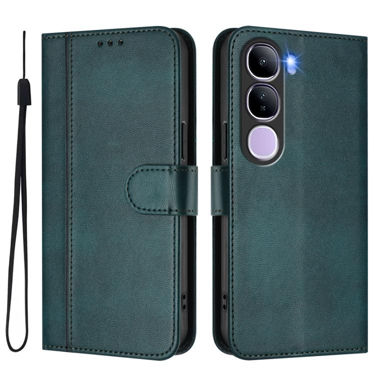 For vivo V40 Lite 4G IDN / Y300 5G IDN Line Splicing Buckle Retro Leather Phone Case