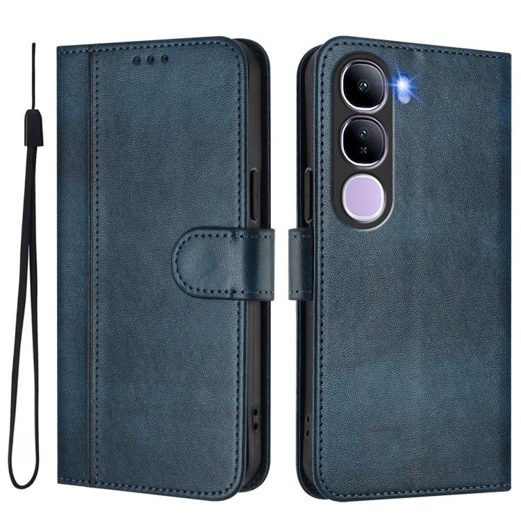 For vivo V40 Lite 4G IDN / Y300 5G IDN Line Splicing Buckle Retro Leather Phone Case