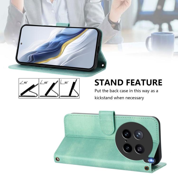 For vivo X200s 5G Line Splicing Buckle Retro Leather Phone Case