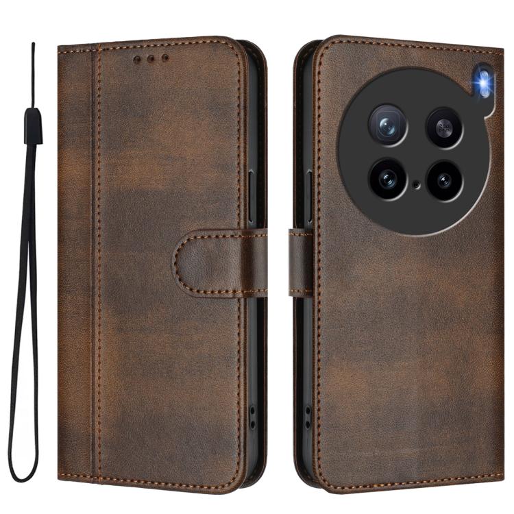 For vivo X200s 5G Line Splicing Buckle Retro Leather Phone Case