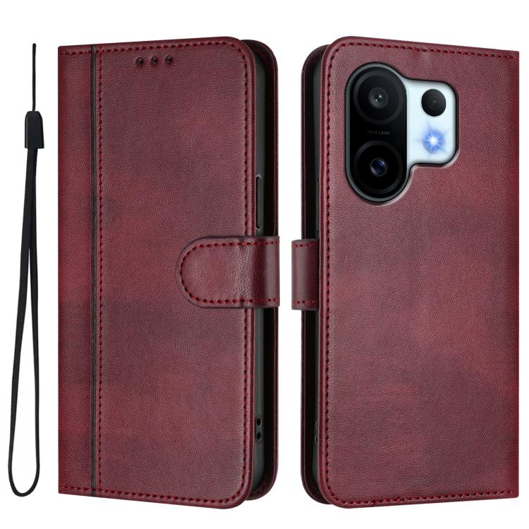 For vivo S30 Pro mini Line Splicing Buckle Retro Leather Phone Case