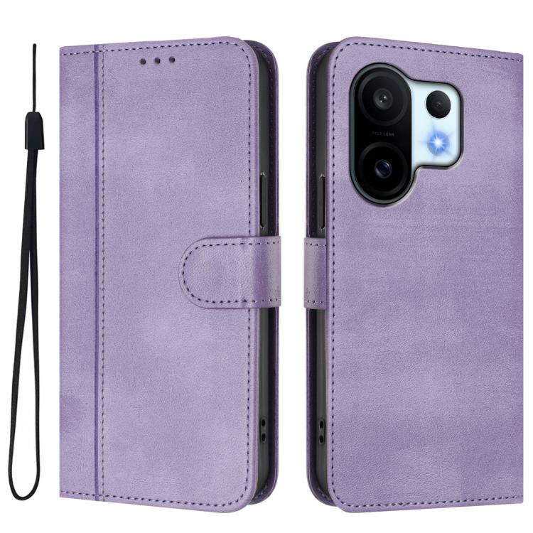 For vivo S30 Pro mini Line Splicing Buckle Retro Leather Phone Case
